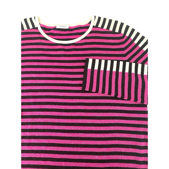Akris Punto Size 10 Metallic Striped Sweater Black White Magenta Wool Blend - Picture 4 of 6